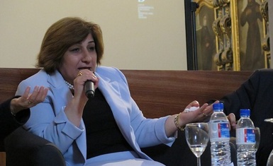 Ms. Pascale Warda participating in a conference in the Portugali municipality of Evora